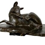Ary Bitter, Animalier Bronze Of A Reclining Doe
