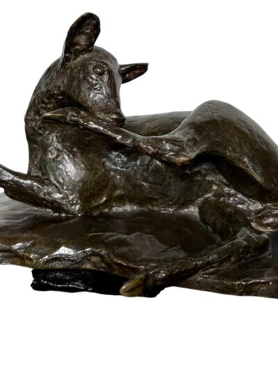 Ary Bitter, Animalier Bronze Of A Reclining Doe