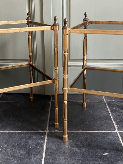 Pair of bronze & mirror top faux bamboo Side Tables or sofa ends