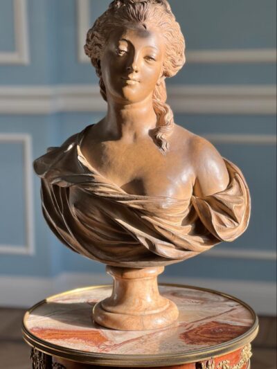 Terracotta Bust, Presumably Madame De Pompadour Signed “j.b. Pigalle F. 1758”
