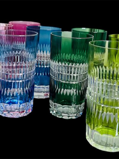 Set Of Twelve Crystal Longdrink Or Water Glasses / Goblets  By Val Saint Lambert